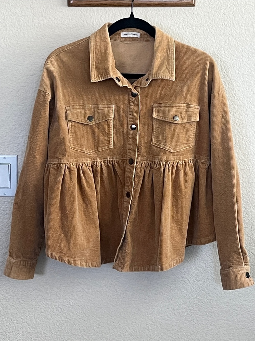 Women's Tan Corduroy Peplum Jacket